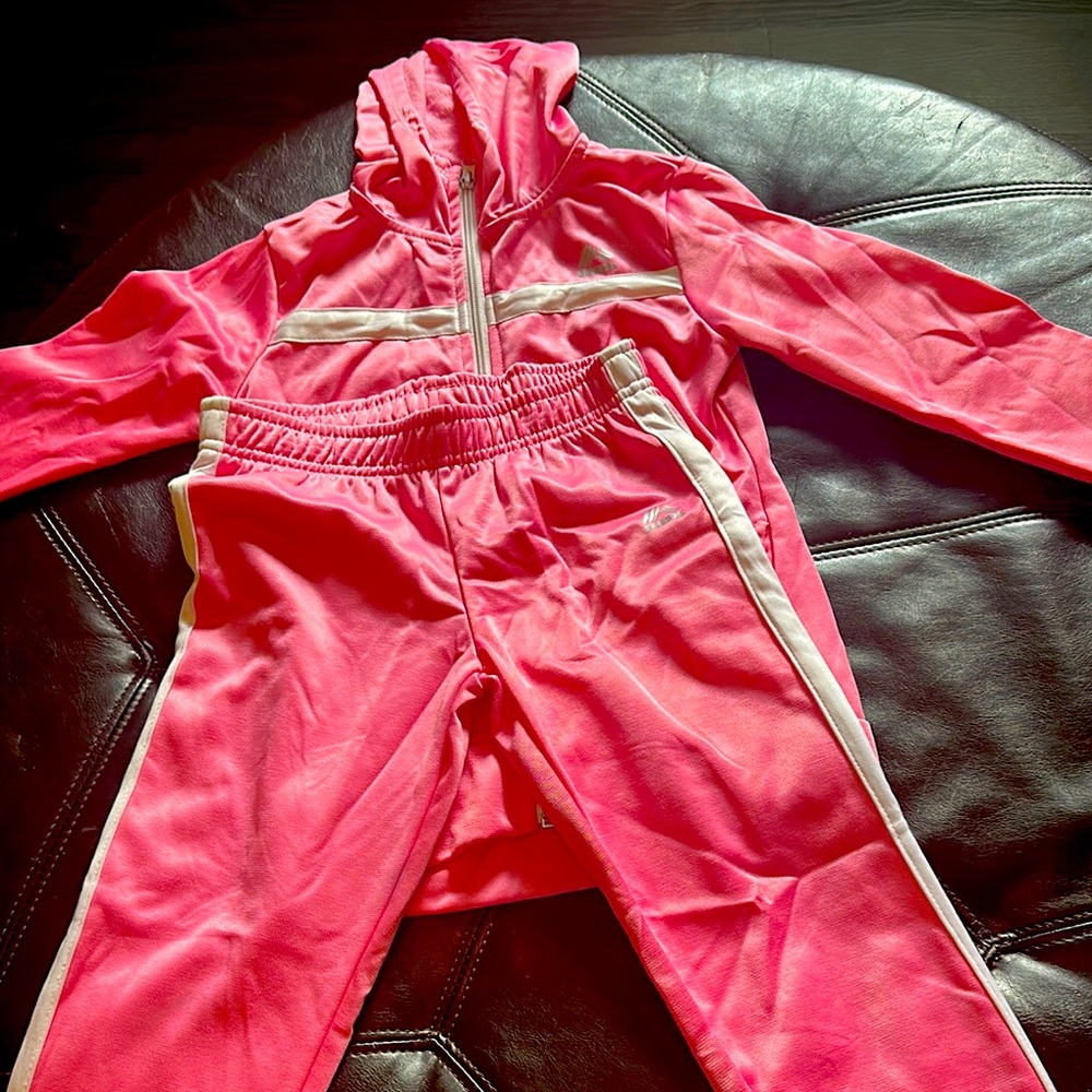 Pink Tracksuit with White Stripes
